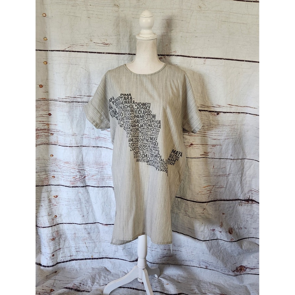 Carla Fernandez Wool Mexico Indigenous Languages Map Tunic Dress Size One Size